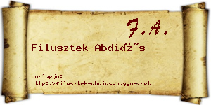 Filusztek Abdiás névjegykártya